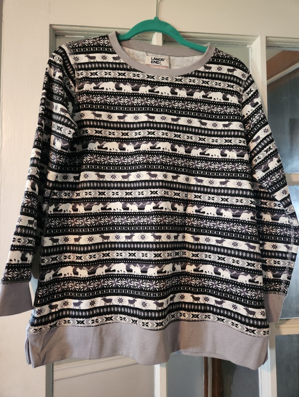 Lands End Serious Sweats Womens S 6-8 Fair Isle Polar Bear Sheep Winter Tunic